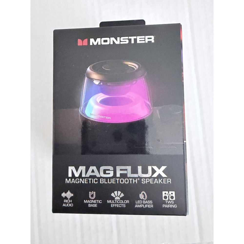 Monster Mag Flux Magnetic Bluetooth Speaker RGB LED 5W TWS Black NIB
